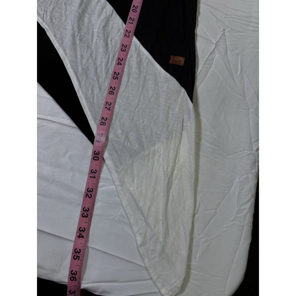 Peace Love World Boheme Asymmetrical Hem Black And White Long Sleeve Shirt Small - Picture 4 of 9